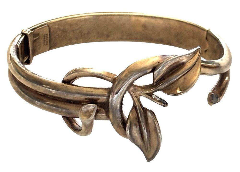 Trifari 1930-1950 Vine Theme Bracelet Pat Pend MCM Silver With Gold Wash